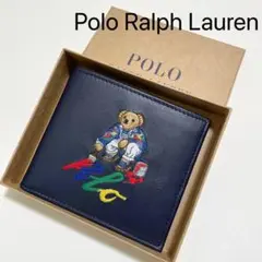 ポロ ラルフ ローレン 折り財布 二つ折り ウォレット ベア くま 紺 ネイビー