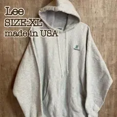 Lee リー プルオーバーパーカー グレー XL USA製　刺繍ロゴ