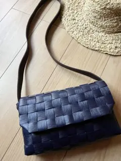 新品　ベトナム　カゴバッグ　ショルダーバッグ　ネイビー　濃厚　オシャレ