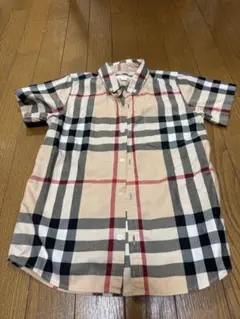 チェック柄 半袖シャツ ベージュ