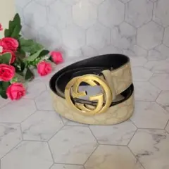 GUCCI 総柄 ゴールド バックル ベルト スーツやパンツに お洒落