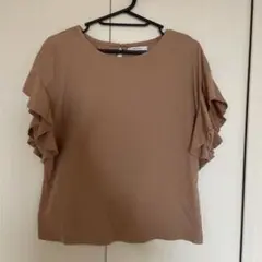 OPAQUE CLIP フリル袖ブラウン半袖トップス