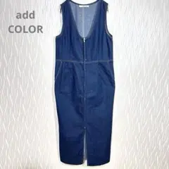 add COLOR 美品 デニム ジャンパースカート フロントジップ Ｍサイズ