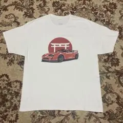 車　神社　アート　ヘインズ　白　古着　Tシャツ