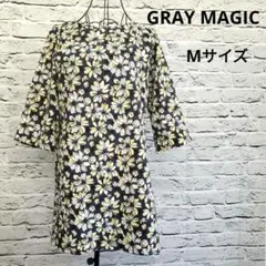【美品】GRAY MAGIC 花柄 ワンピース M 日本製 レディース ネイビー
