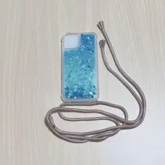 ⭐️匿名配送❣️ iPhone 14 ケース ショルダー ブルー 斜めかけ ラメ