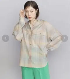 定価:15950 BEAUTY&YOUTH バックタックオンブレーチェックシャツ