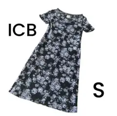 【ICB】ブラック 花柄 レース シースルーワンピース Sサイズ