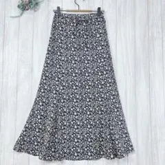 ☆コルザ/C•O•L•Z•A (M) 花柄フレアロングスカート ブラック 美品