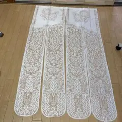 花柄ホワイトレースのれん 約85cm×145cm