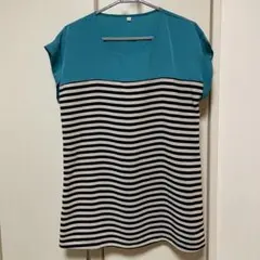 青と黒のストライプ 半袖チュニック