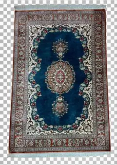 ペルシャ絨毯手織りクム産 シルク100% 101x152cm