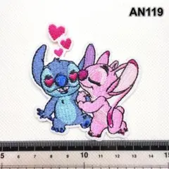 AN119 スティッチ　エンジェル　キス　アイロン接着　刺繍ワッペン　パッチ