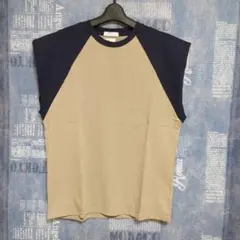 オーバーサイズ ショルダーパッドラグランノースリーブTシャツ L ベージュ