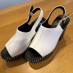 ホワイト オープントゥ サンダル Lサイズ