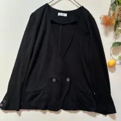 【MICHEL KLEIN】ジャケット　長袖　ブラック　ノーカラー　ダブル　40