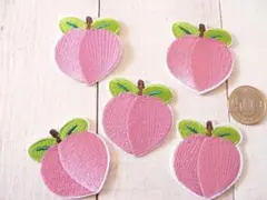 【即購入OK】5枚　桃　モモ　もも　ピーチ　アイロンワッペン　ワッペン