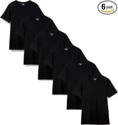 メンズ Vネック Tシャツ インナー コットン ブラック 6パック Ｓサイズ