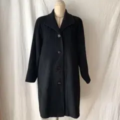 【ヴィンテージ】日本製ロングコート 黒 古着 レトロ