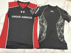 UNDER ARMOUR アンダーシャツ 2枚　セット　稲妻　赤　M