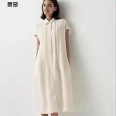 ユニクロ　コントワー・デ・コトニエ　リネンブレンド シャツワンピース　L