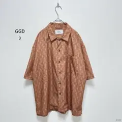 ジージーディー| メンズ・半袖シャツ【L】ジオメトリック オーロラボタン