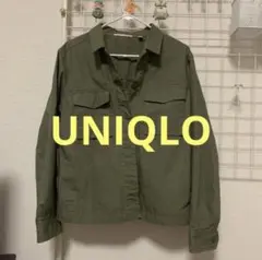 ユニクロ　ジャケット　シャツ　グリーン　カーキ　M