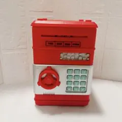 ❤️貯金箱 ダイヤルロック式 お札対応 パスワードロック機能 お小遣い レッド