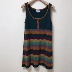 ⭕️ホコモモラ 40 カラフルボーダー ノースリ ワンピ
