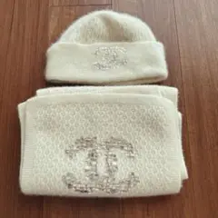 シャネル カシミアマフラー帽子セット
