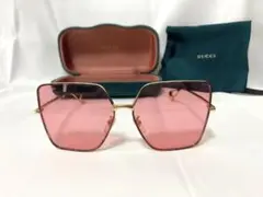 GUCCI グッチ 美品 スクエア メタル サングラス ゴールド