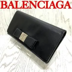 バレンシアガ BALENCIAGA ブラック 長財布 リボン スナップボタン