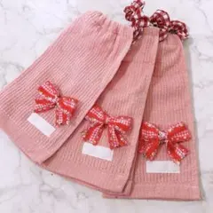おりこうエプロン リボン 女の子 3枚 無撚糸 エプロン スタイ 給食 介護