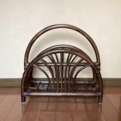 レトロ　籐家具　ラタンマガジンラック