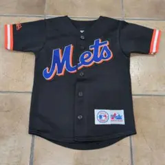 US 古着　野球　メッツ　Mets 黒　 Majestic製　子供 M