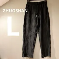 【ZHUOSHAN】プリーツイージーパンツ 黒 [L]韓国系