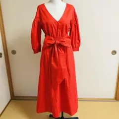 ケイトスペード ロングワンピース ベルト Aライン オレンジ XS