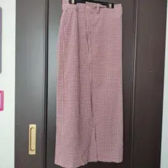 Kastane　カスタネ　ピンクとグレーのチェック柄ロングスカート