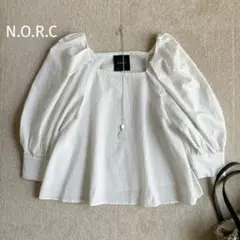 洗える♡ノーク＊スクエアネックボリュームブラウス 白