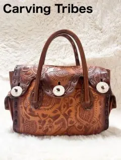 Carving Tribes ハンドバッグ レザー ブラウン I2