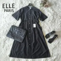 タグ付き新品！ ELLE エル Lサイズ ベルテッド シャツ ワンピース 半袖