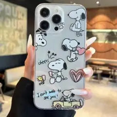 スヌーピー iPhon15スマホケース　クリア