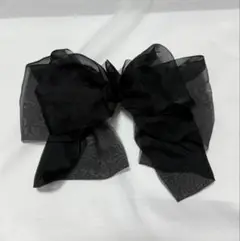 シフォン　ブラックリボン　ヘアアクセサリー
