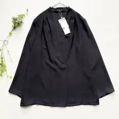 【タグ付き未使用品】23区　洗える　ノーカラーシアージャケット　大きいサイズ44