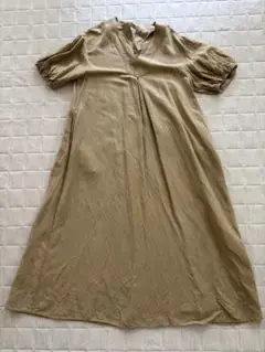 リネンVネック パフスリーブワンピース SIMPLICITE シンプリシテェ