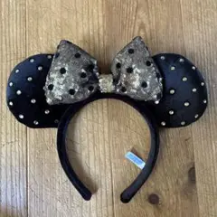 東京ディズニー 金 黒 ゴールド　ミニー カチューシャ
