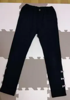 ANY FAM 黒のリボン付き裏起毛長ズボン150