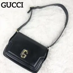 【美品】オールドグッチ カーフレザー ショルダーバッグ G金具 ターンロック