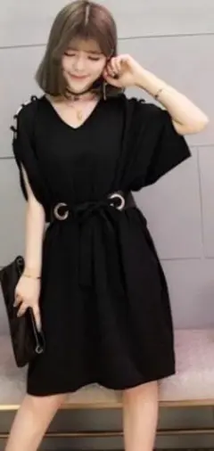 【オススメ】黒　XL　ワンピース　韓国　レディース