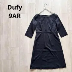 Dufy ブラック 黒 七分袖 ひざ丈ワンピース フォーマル 9AR